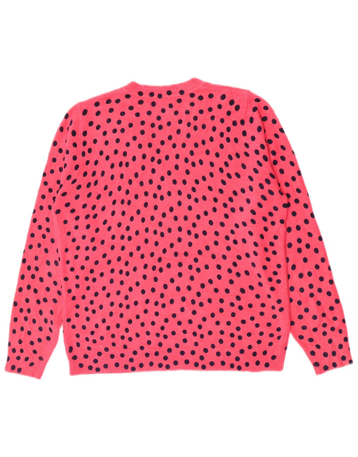 Suéter feminino Marks & Spencer com decote em V Reino Unido 14 bolinhas rosa médio