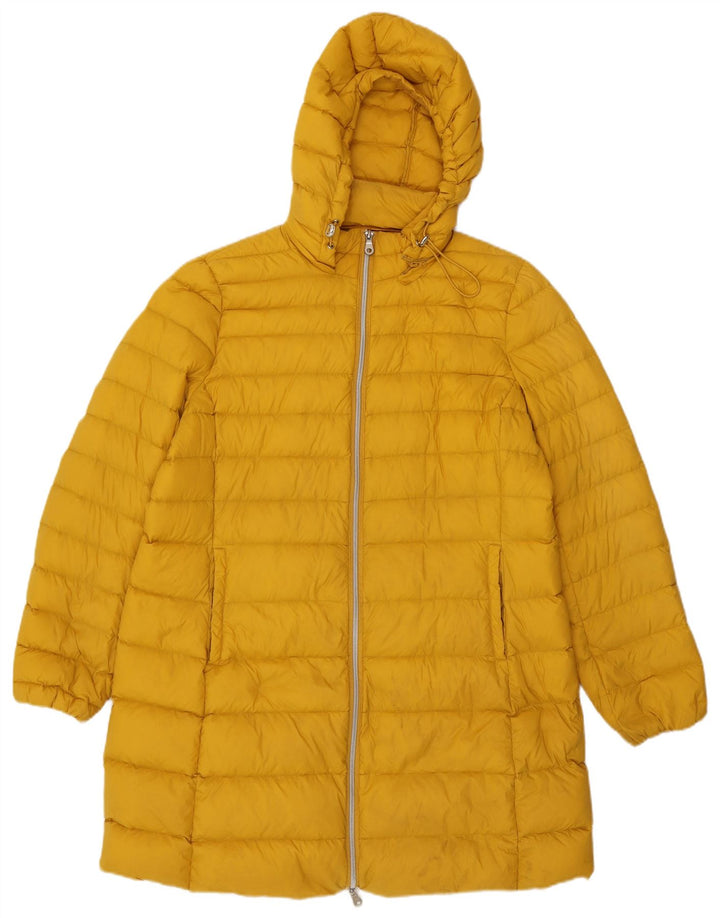 Casaco feminino acolchoado com capuz MARKS & SPENCER UK 18 XL amarelo poliamida