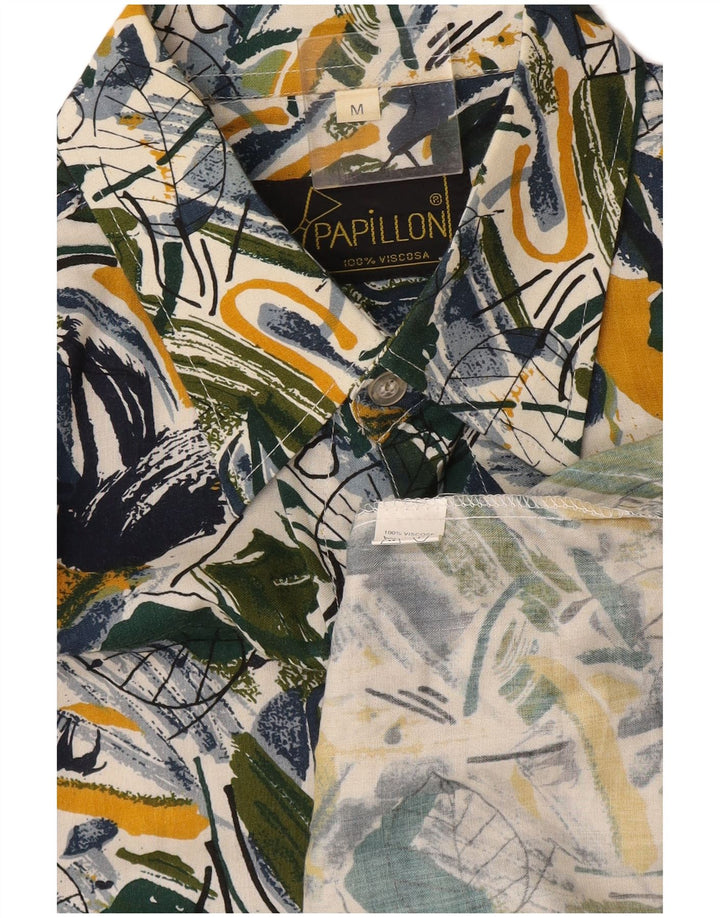 Camisa masculina Papillon com estampa abstrata de manga curta média multicolorida