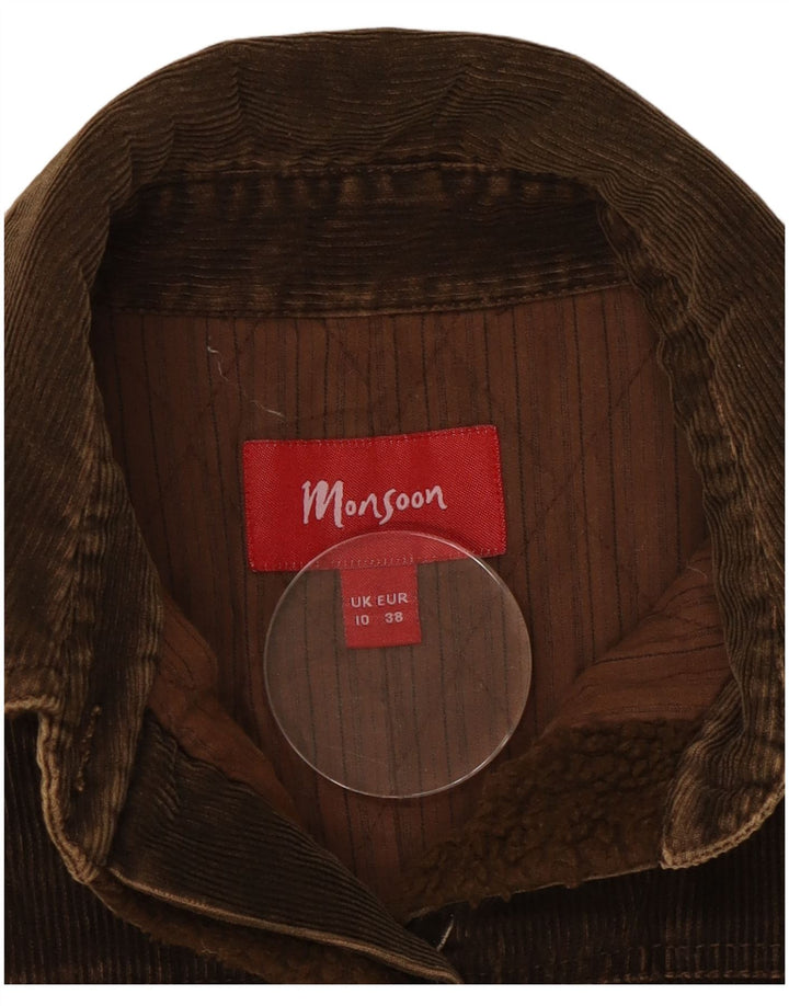 Jaqueta feminina de veludo MONSOON UK 10 algodão marrom pequeno