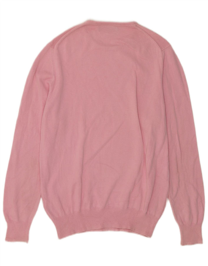 Zara Suéter masculino com gola redonda e algodão rosa médio