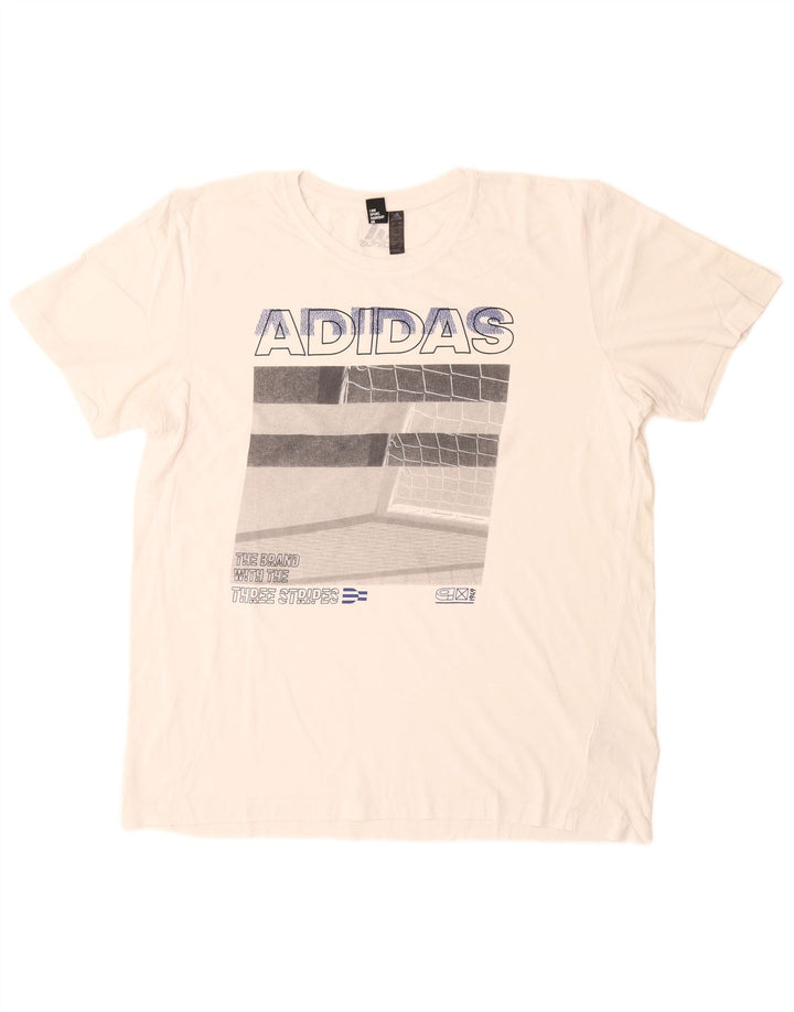 Adidas Mens Graphic T-Shirt Top Grande Algodão Branco