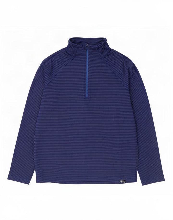 North Ridge Mens Zip Neck Pulôver Treino Top Grande Listrado Azul