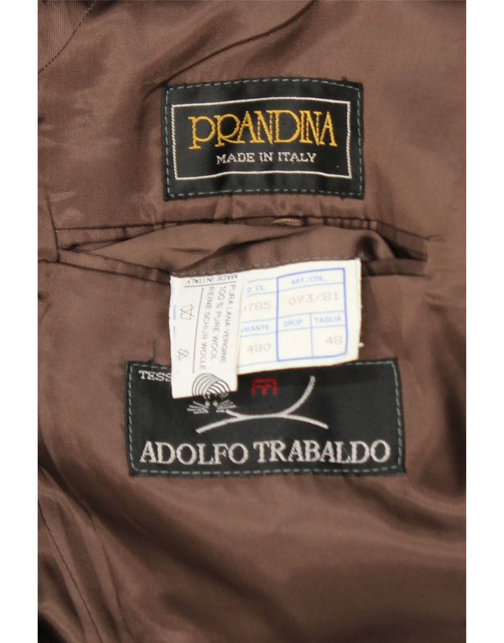 Trench Coat Masculino Prandina IT 48 Lã Virgem Xadrez Marrom Médio