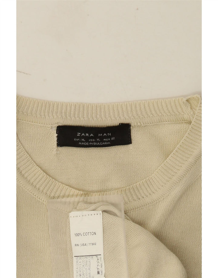 Zara Suéter masculino com gola redonda XL algodão bege