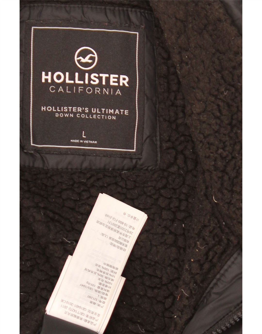 Jaqueta masculina acolchoada gráfica Hollister UK 40 grande preta