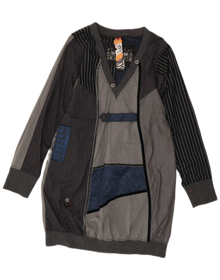 Vestido bolha feminino de manga comprida Desigual EU 38 cinza médio colorblock