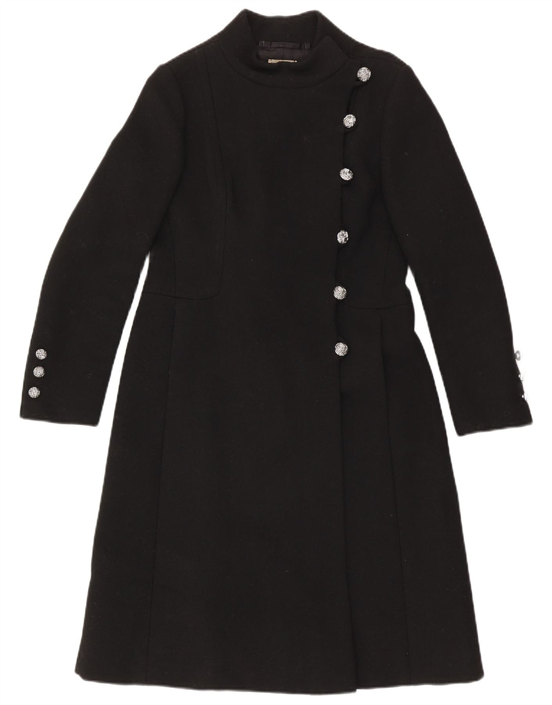 Sobretudo feminino vintage UK 10 pequeno preto