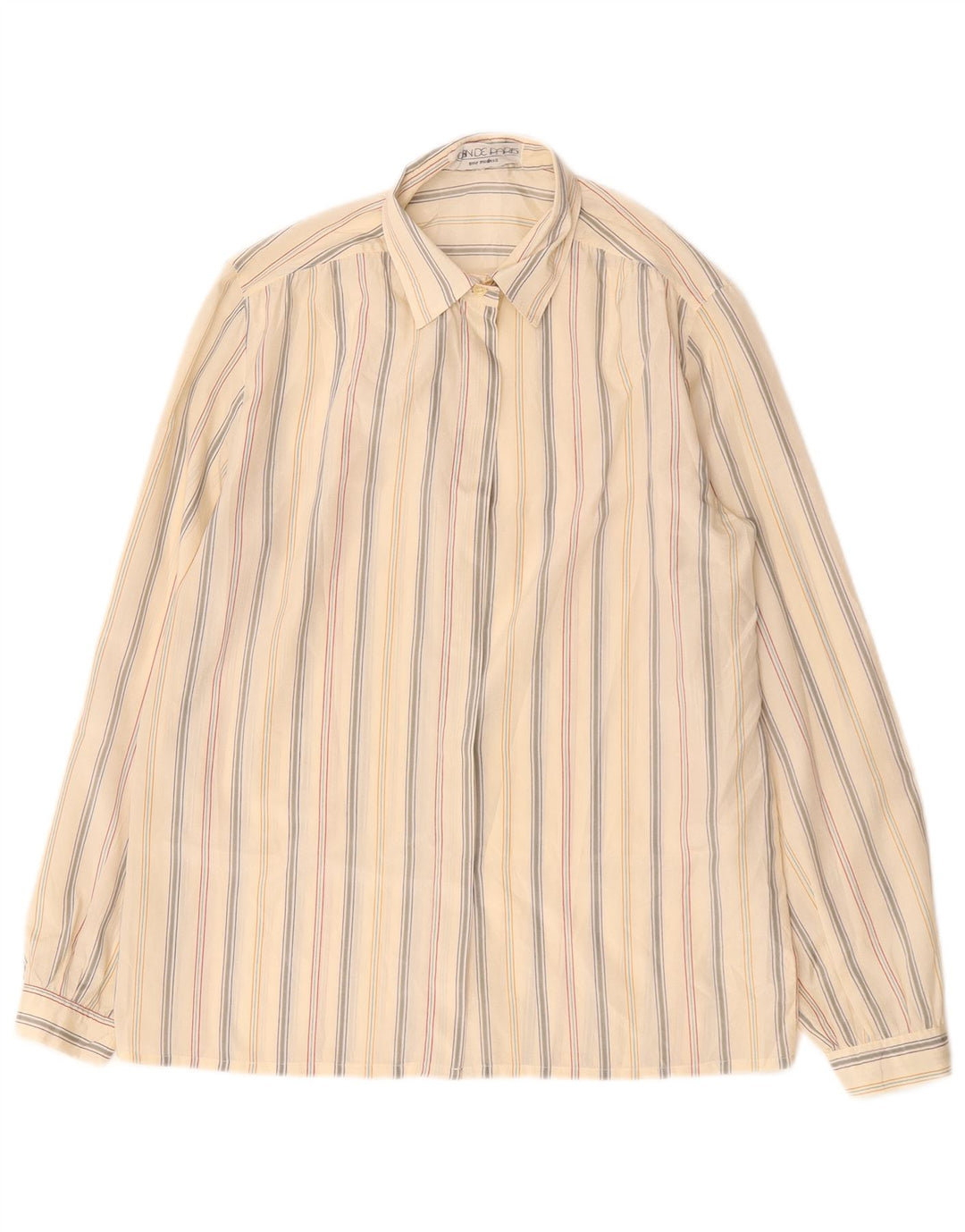 Blusa feminina vintage oversized UE 40 poliéster listrado bege médio