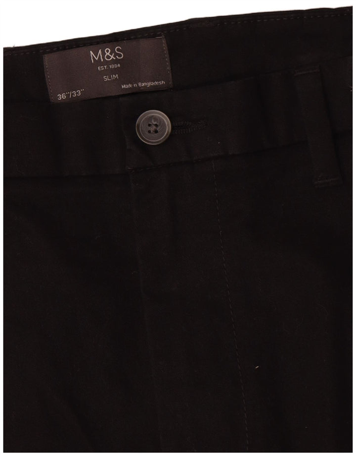 Calça Chino Slim Masculina Marks & Spencer W36 L33 Algodão Preto