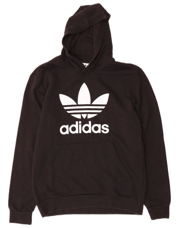 ADIDAS Meninos Graphic Hoodie Jumper 15-16 Anos Preto Algodão