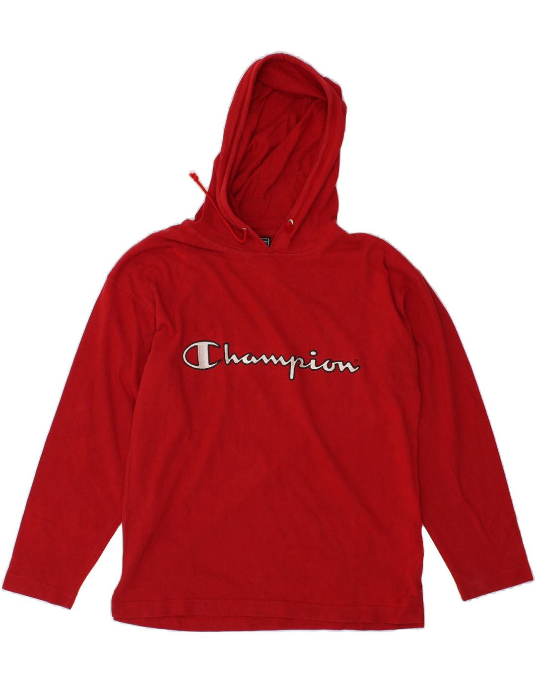 CHAMPION Mens Graphic Hoodie Jumper Small Red Cotton Vintage Champion and Second-Hand Champion from Messina Hembry 
