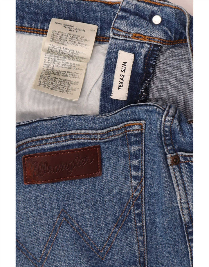Wrangler Masculino Texas Slim Jeans W35 L29 Azul Algodão