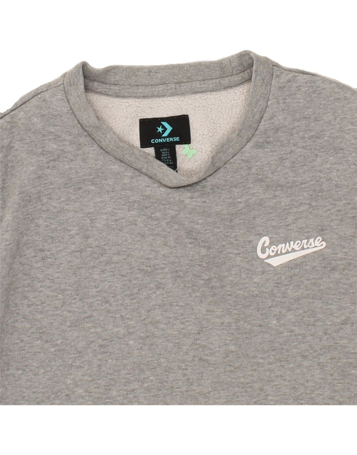 CONVERSE Womens Crop Sweatshirt Jumper UK 16 Large Grey Cotton Vintage Converse and Second-Hand Converse from Messina Hembry 