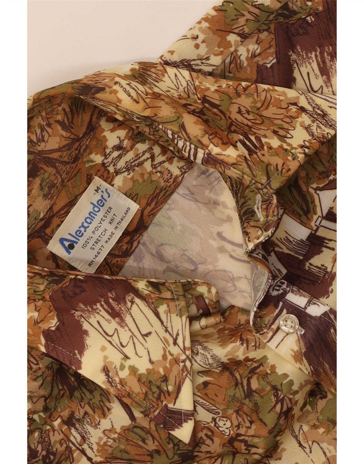 Camisa gráfica masculina de Alexander poliéster floral bege médio