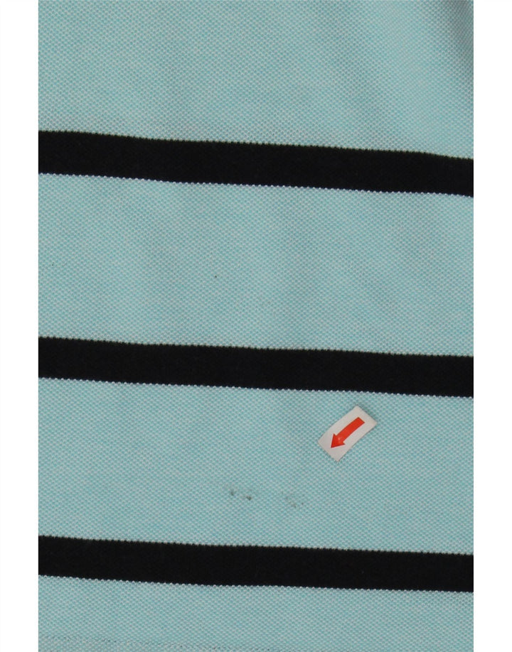 Camisa polo masculina MASSIMO DUTTI grande listrada turquesa de algodão