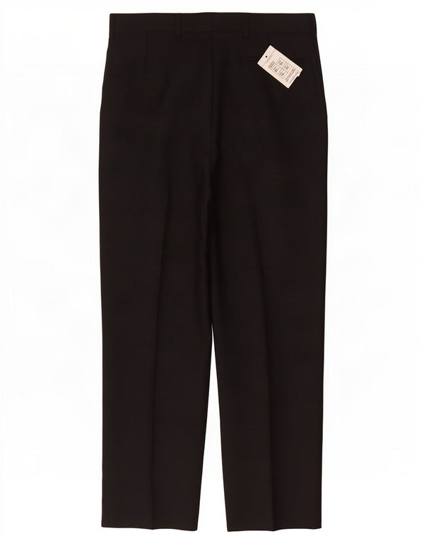 Calça masculina de terno reto Marks & Spencer W32 L29 risca de giz azul marinho
