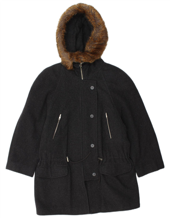 SCHERER Jaqueta Parka Feminina Oversized com Capuz EU 38 Lã Cinza Médio