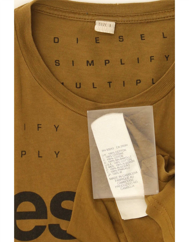 Diesel Camiseta masculina gráfica Top grande de algodão marrom