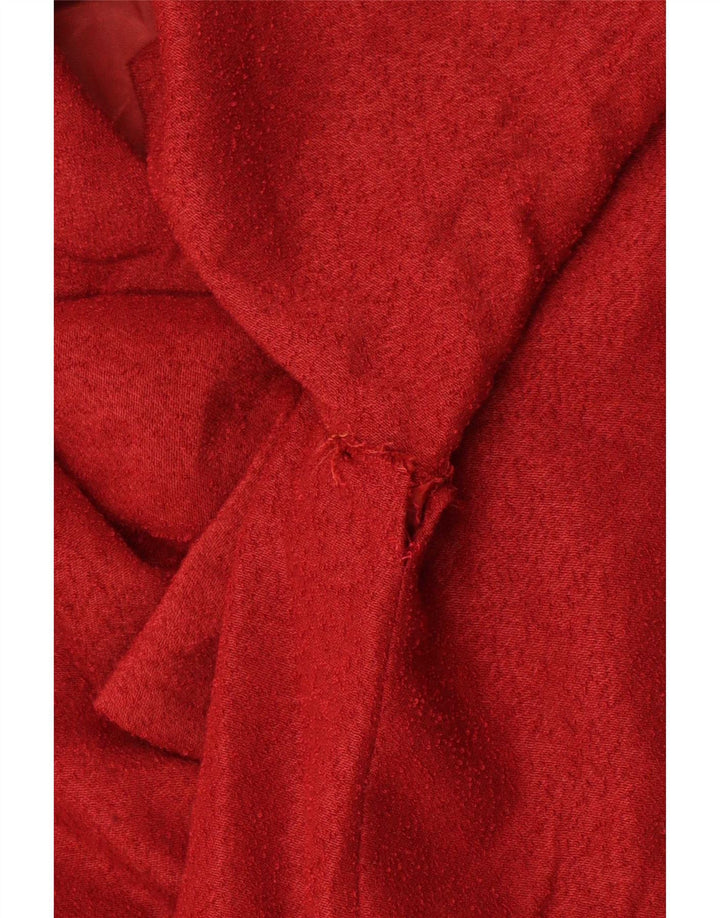 Vestido vintage feminino manga comprida linha A UK 12 vermelho médio