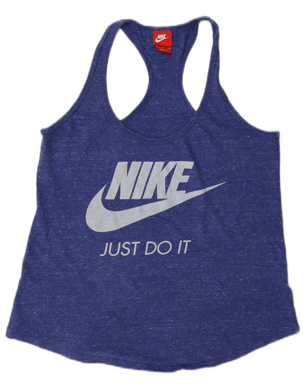 Colete gráfico feminino Nike UK 12 médio algodão manchado azul marinho