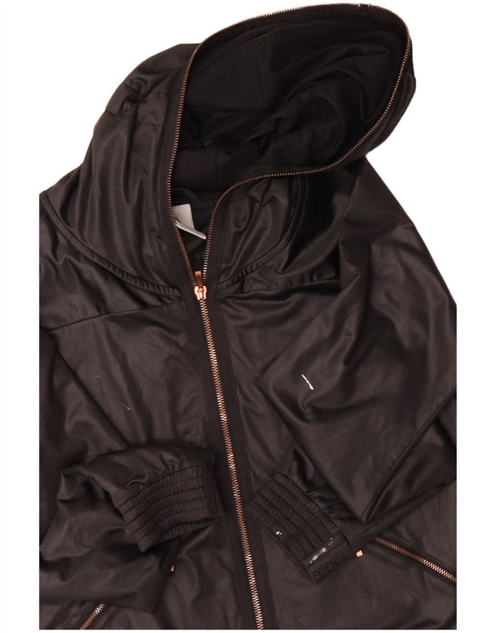 ADIDAS Womens Hooded Rain Jacket UK 10 Pequeno Poliéster Preto