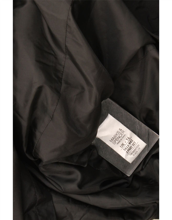 Casaco impermeável feminino Marks & Spencer Reino Unido 14 grande poliéster preto