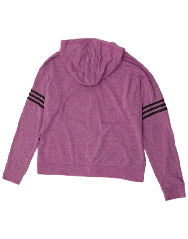 Suéter feminino Adidas com capuz e zíper grande UK 16/18 grande roxo poliéster