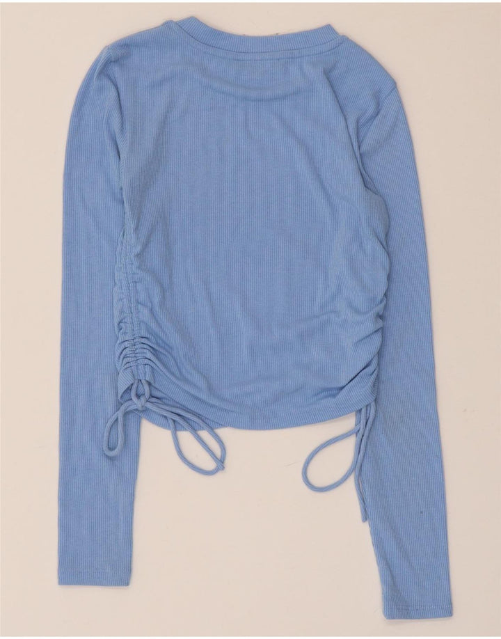 Zara Womens Crop Top Manga Longa Reino Unido 8 Pequeno Azul