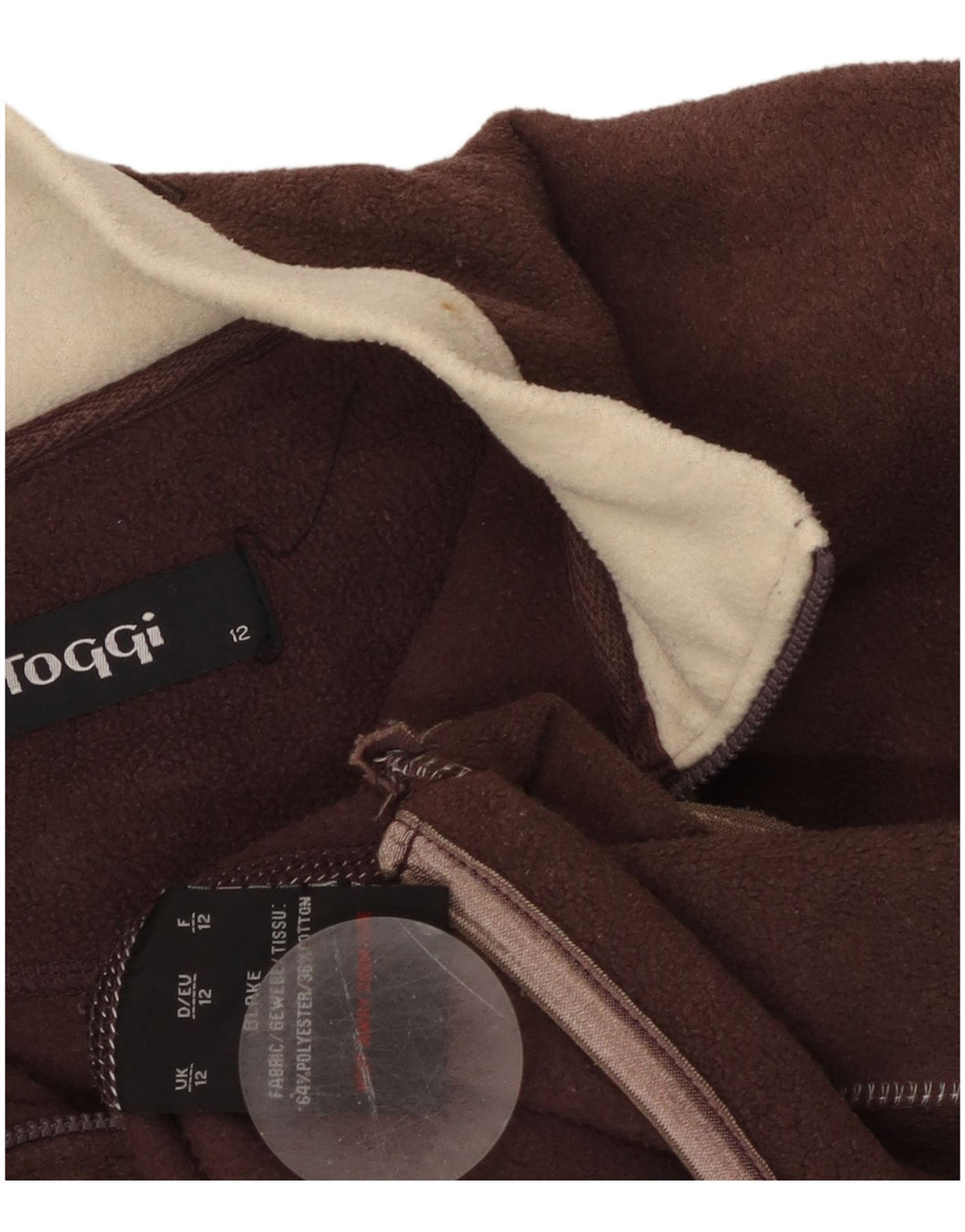 Suéter de lã feminino TOGGI com gola e zíper Reino Unido 12 poliéster marrom médio