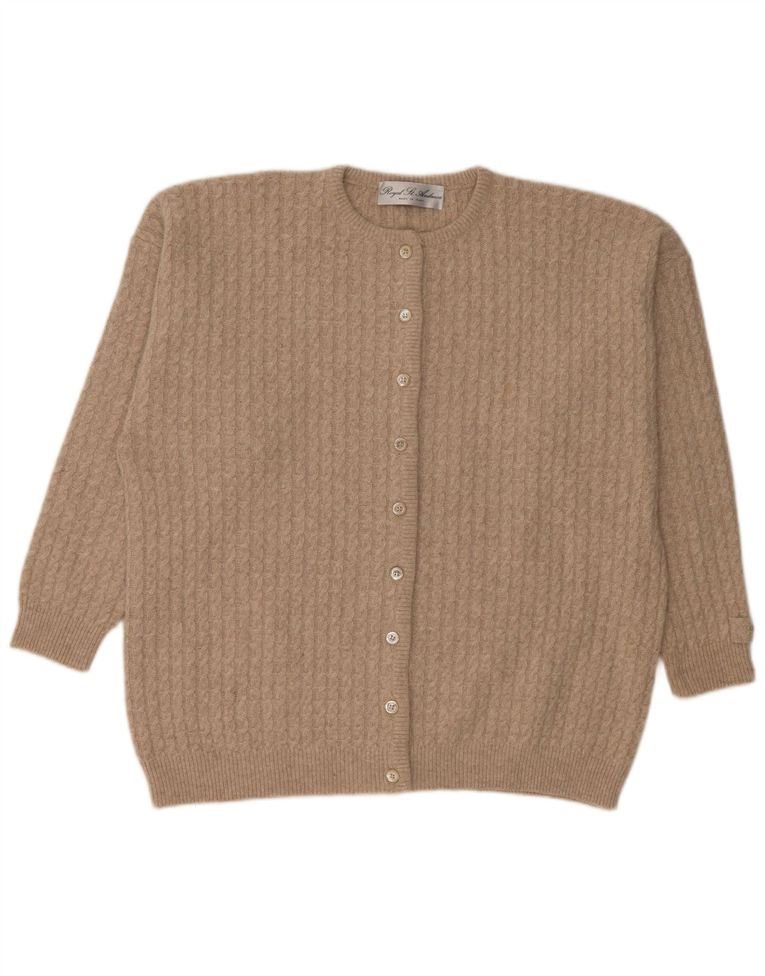 ST. Suéter cardigã feminino ANDREWS Reino Unido 18 XL bege angorá