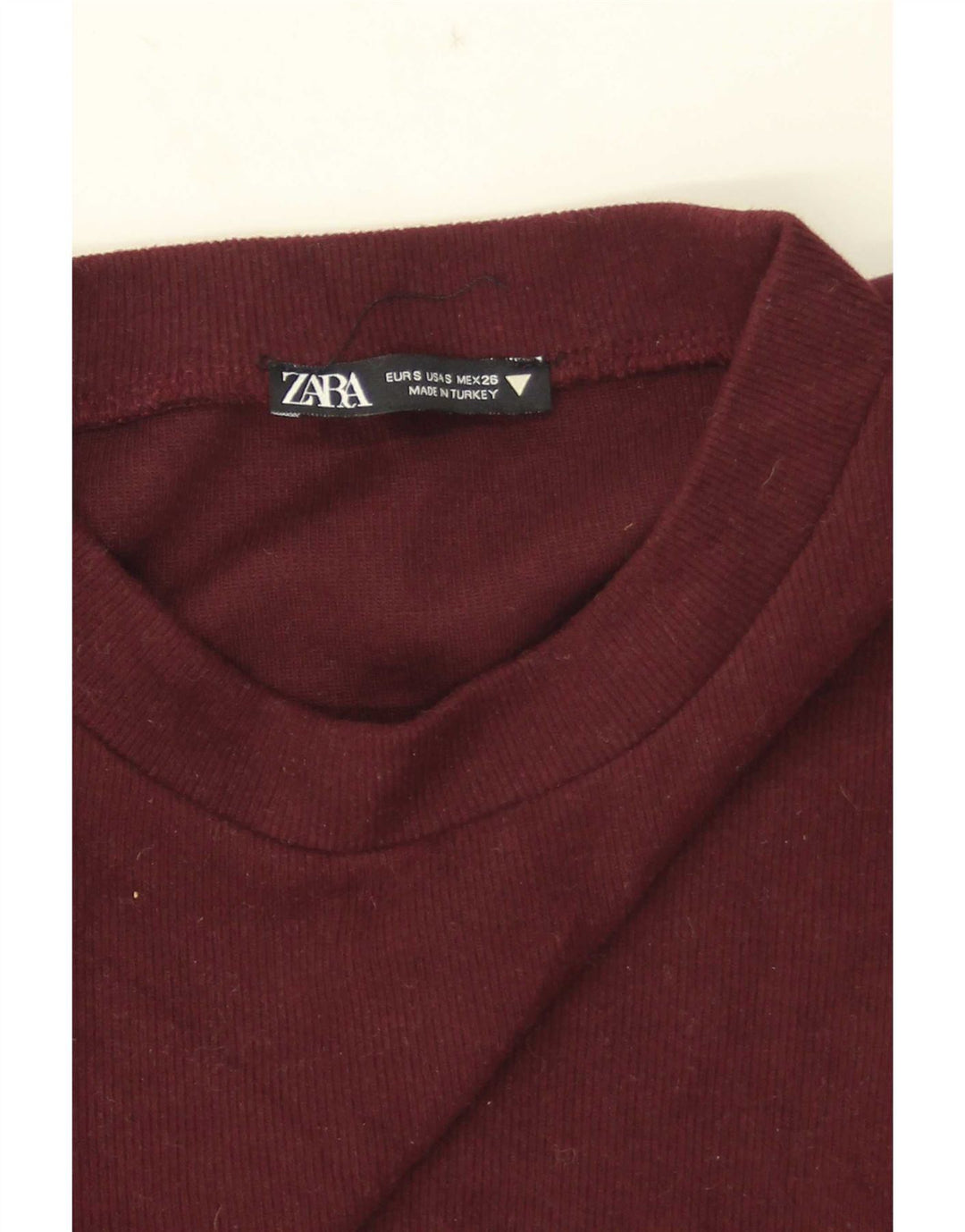 Zara Blusa Crop Feminina Top Reino Unido 8 Pequena Borgonha