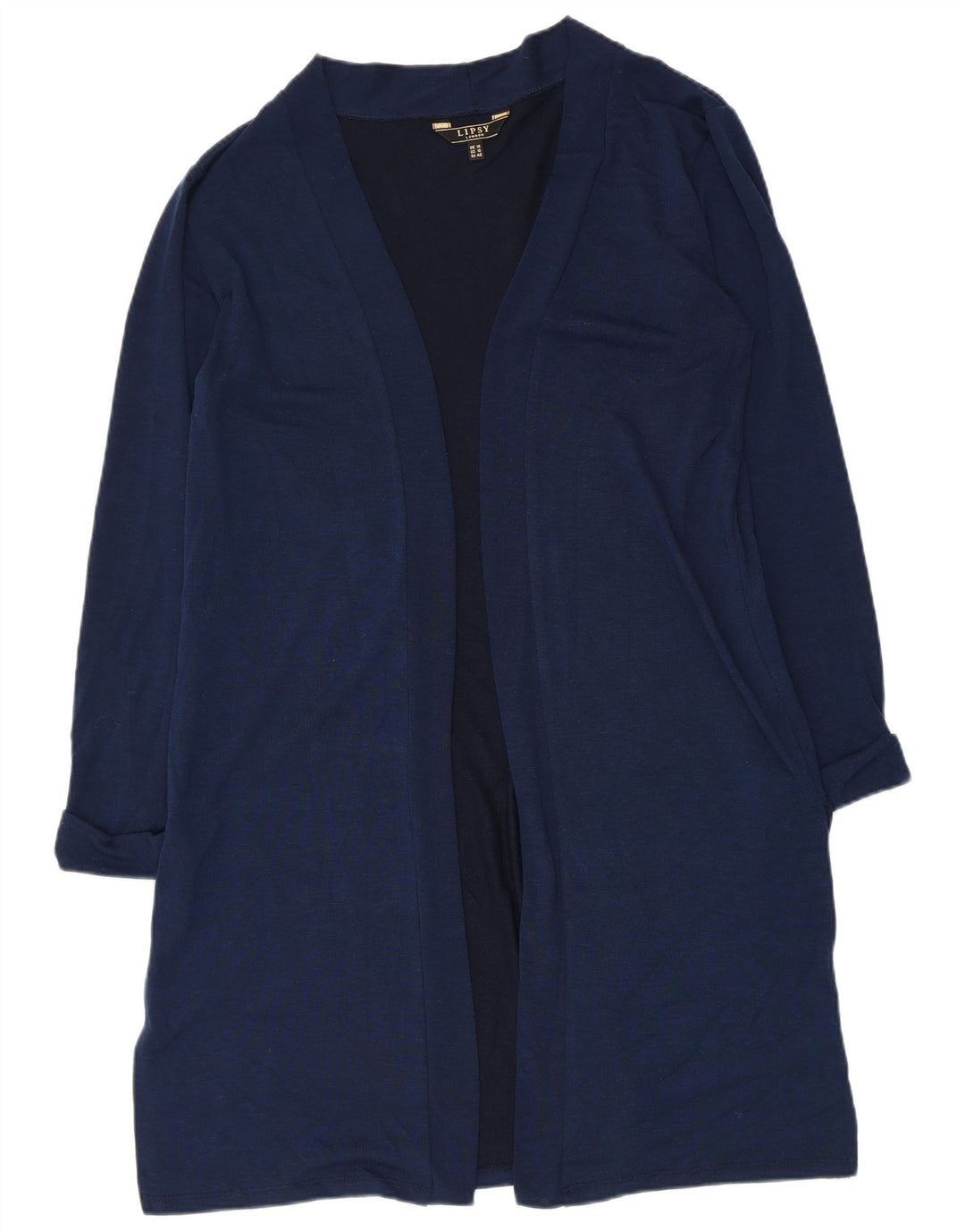 Cardigan Lipsy Feminino Longline Top UK 14 Grande Poliéster Azul Marinho
