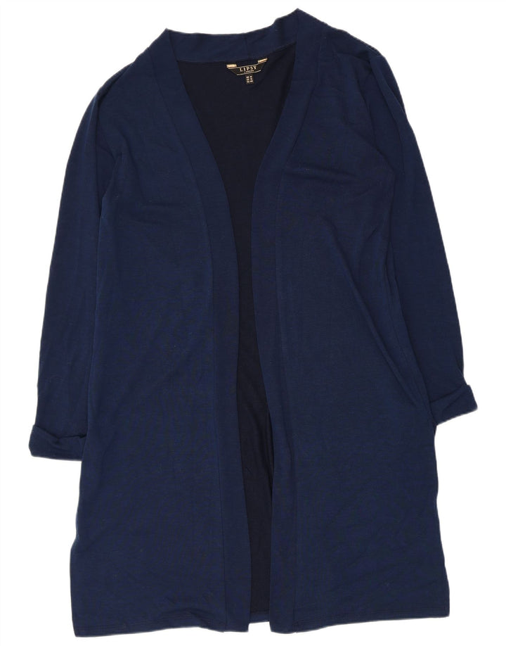 Cardigan Lipsy Feminino Longline Top UK 14 Grande Poliéster Azul Marinho