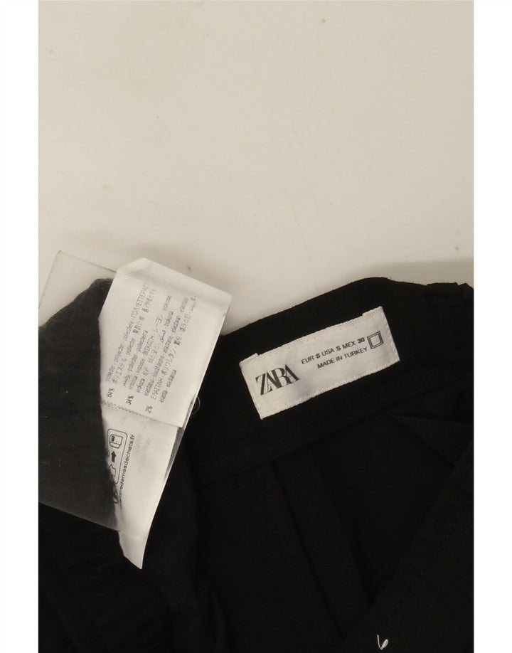 Zara Mens Slim Chino Calças Pequenas W30 L29 Poliéster Preto