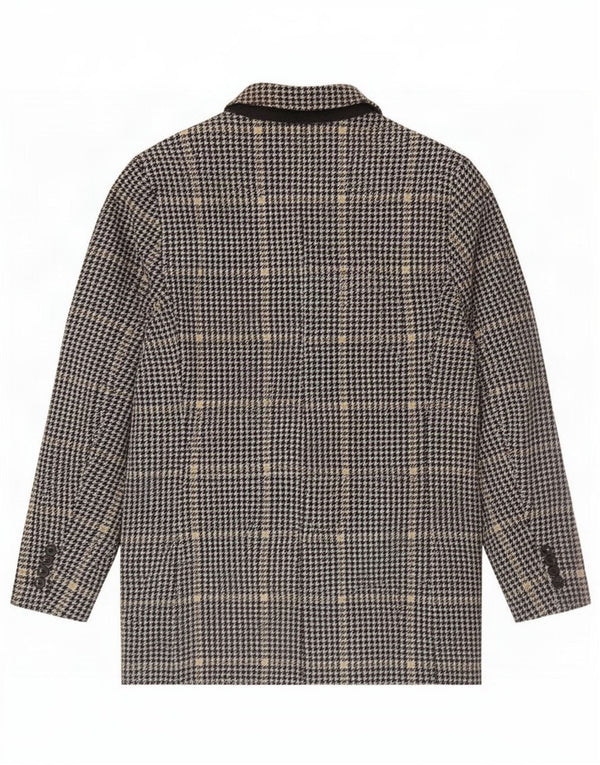 Jaqueta blazer masculina Zara com peito duplo UK 38 médio preto Houndstooth