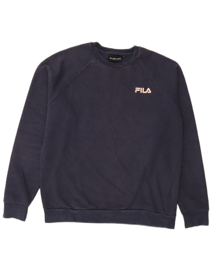 Fila moletom masculino jumper grande algodão azul marinho