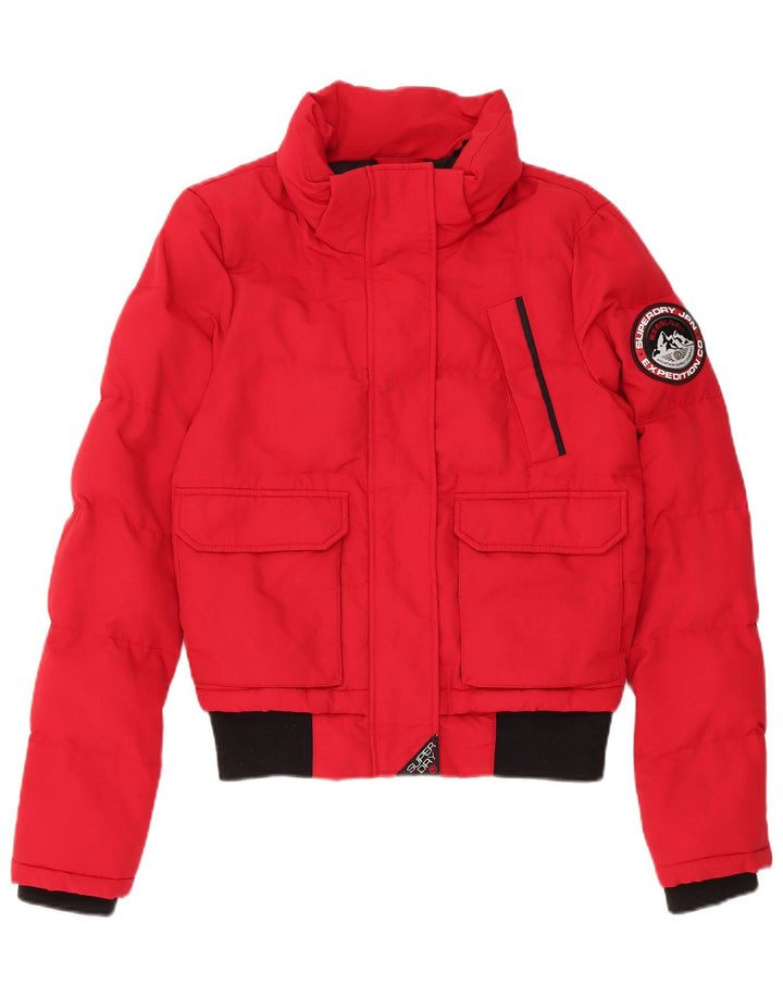 Jaqueta acolchoada superdimensionada feminina Superdry UK 8 Small Red Colourblock Nylon
