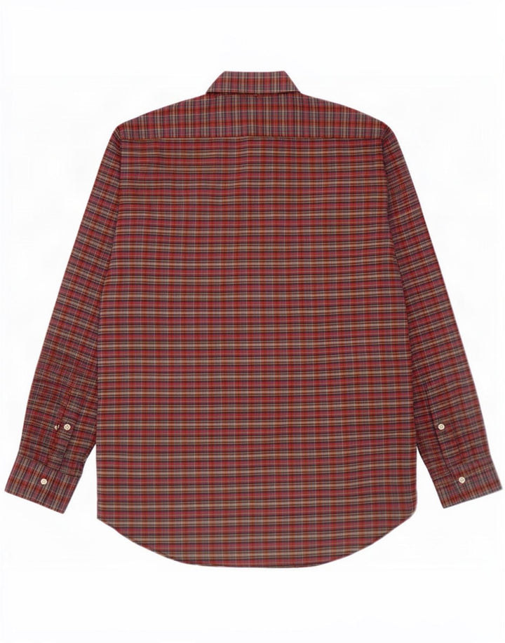 Bud Berma Camisa masculina de fim de semana grande poliéster xadrez vermelho