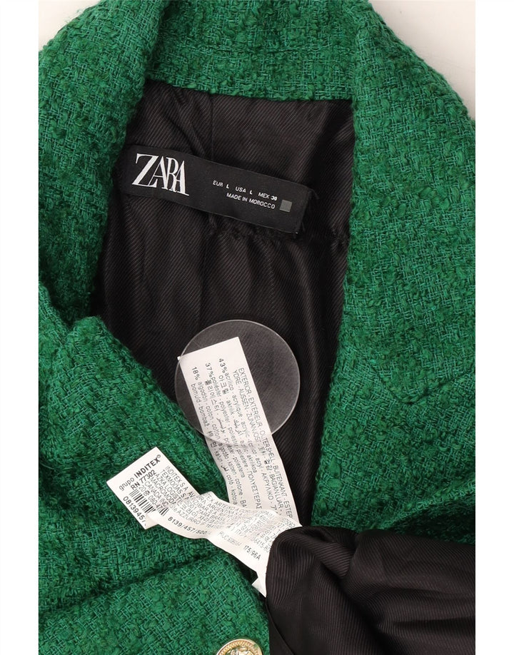 Jaqueta blazer feminina Zara com 1 botão Reino Unido 16 grande acrílico verde