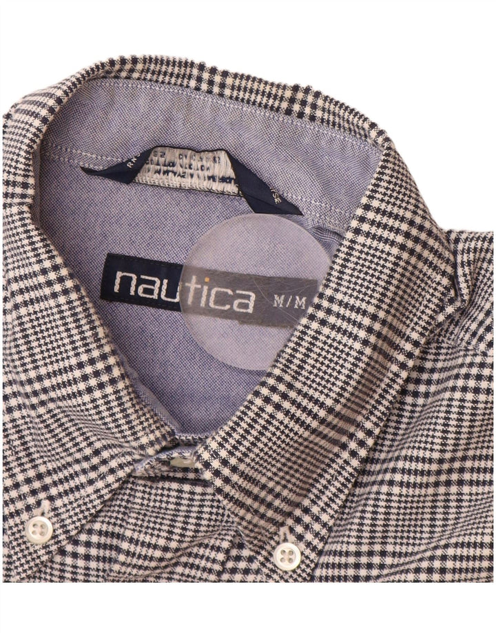 Camisa masculina de flanela NAUTICA de algodão Houndstooth azul marinho médio