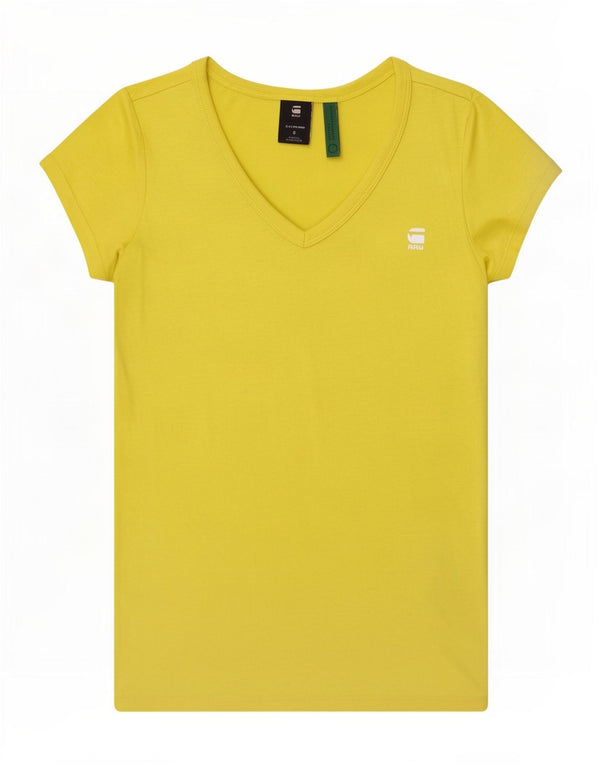 Camiseta feminina regular de manga curta G-Star UK 10 algodão amarelo pequeno