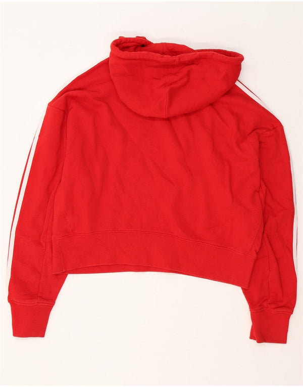 Adidas Womens Crop Oversized Hoodie Jumper Reino Unido 12 Médio Algodão Vermelho
