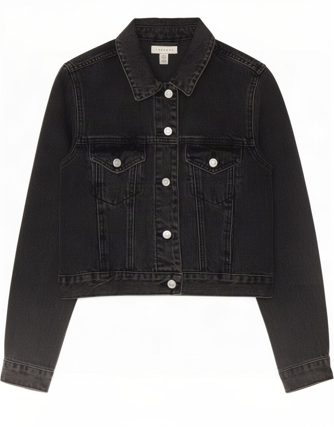 Jaqueta jeans feminina Topshop UK 8 algodão preto pequeno