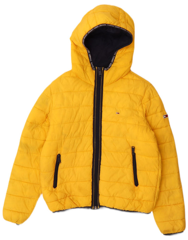 Tommy Hilfiger Jaqueta masculina com capuz regular fit acolchoada Reino Unido 38 Médio Amarelo