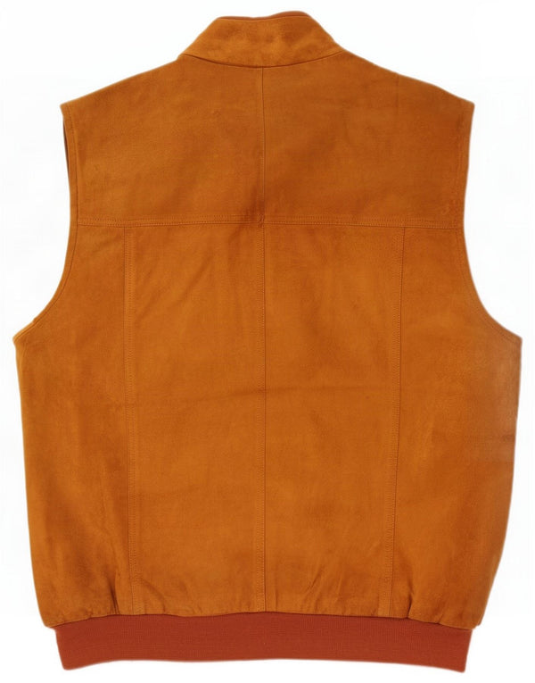 Vintage Masculino Suede Gilet IT 52 XL Marrom