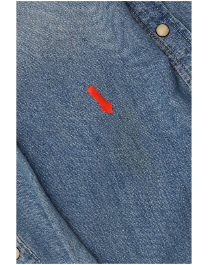 Camisa jeans masculina Lee Slim Fit grande algodão azul