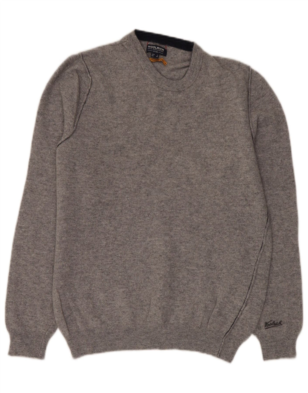 Suéter feminino Woolrich com gola redonda Reino Unido 16 grande lã cinza