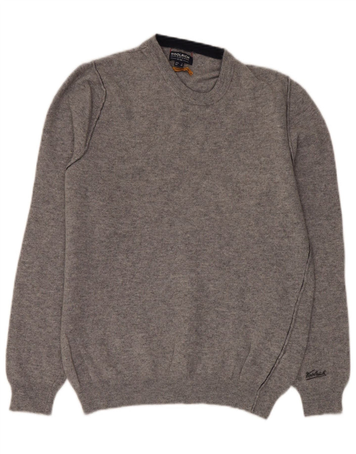 Suéter feminino Woolrich com gola redonda Reino Unido 16 grande lã cinza