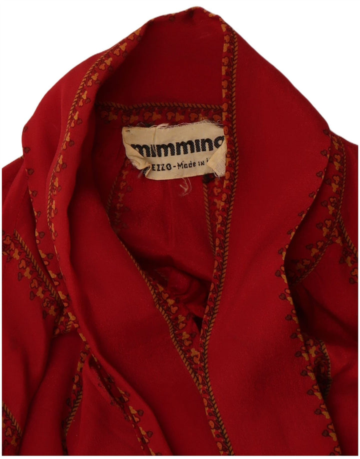 Blusa feminina de manga comprida com gravata frontal MIMMINA Reino Unido 14 grande listrada vermelha